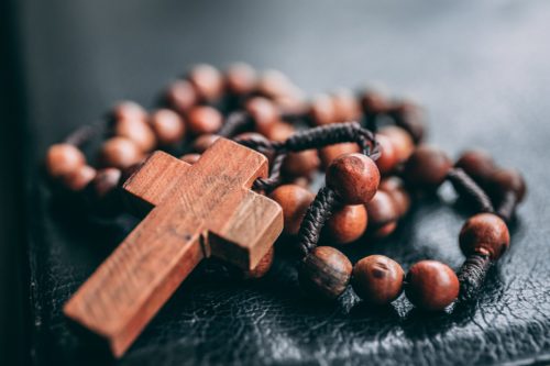 cross and rosary beads