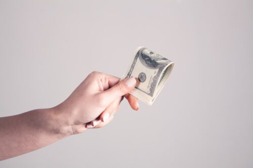 person holding money